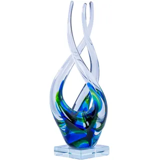 Designer Skulptur H32cm Glasskulptur Blau Grün Glasfigur Deko Glas Geschenk