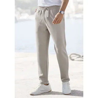 Jogger Pants JOHN DEVIN "Jogg Pants, Schlupfhose", Herren, Gr. XL (56/58), N-Gr, beige (beige meliert), Piqué, Obermaterial: 83% Polyester, 13% Viskose, 4% Elasthan, meliert, unifarben, bequem lang, Hosen Jogger Pants, Umschlag am Beinabschluss, aus elastischer Piqué-Qualität