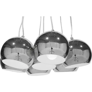 BELIANI Hängeleuchte Silber Metall 7-flammig mit Schirmen in Kugelform Minimalistisches Design - Silber, Weiß