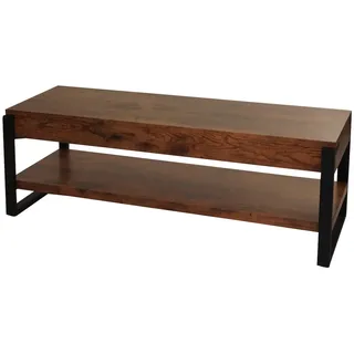 Mendler TV-Rack HWC-L53, Fernsehtisch Lowboard TV-Tisch, Metall 42x120x44cm ~ dunkle Wildeiche