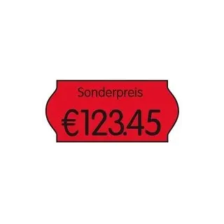 METO Preisetiketten leuchtrot permanent 26,0 x 12,0 mm, 18 Rollen