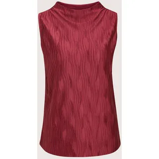 Kurzarmshirt MADELEINE "Shirt Kurzarm-Bluse mit Stehkragen, strukturiert", Damen, Gr. 46, rot (rubinrot), Obermaterial: 100% Polyester PES., Modern, figurumspielend, Shirts Kurzarmshirt, Offene Saumkante