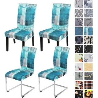 Alishomtll Stretch Stuhlhussen 4er/6er Set Blau Stuhlbezug Schwingstuhl Elastische Hussen Abnehmbarer Waschbarer Stühle Schutz für Esszimmer Restaurant Hotel Bankett Hochzeit (Blauer Türkis, 4 Stück)