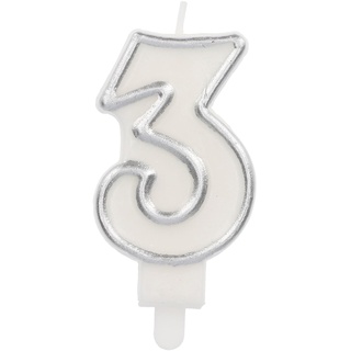 Folat 24163 Kuchen Kerze Simply Chique Silver Ziffer/Zahl 3-9 cm Geburtstagskerzen für Geburtstag, Geburtstagsdeko, für Kinder Partys, Hochzeiten, Firmenfeiern, Jubiläen, Silber, 9 cm