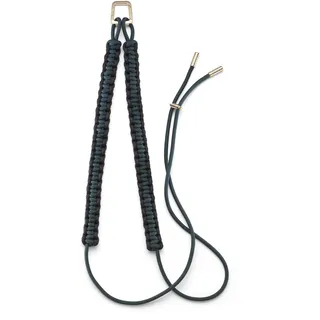 UNTAGS - Verstellbare Scoubidou Telefon-Halskette - Geflochtenes Seil mit Scoubidou-Technik - Inklusive goldenem Metallkarabiner - Schwarz und Messing