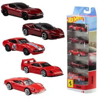Hot Wheels JLN12 - Ferrari 5er-Pack mehrfarbig 1:64