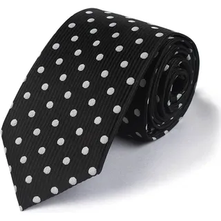 INF Klassische Krawatte aus Polyesterseide Schwarze + graue Punkte
