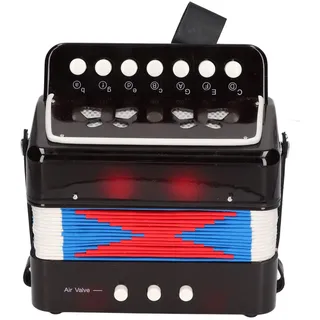 Kinderakkordeon, ABS-Kunststoff, 7 Tonika-Tasten, Akkordeon-Musikinstrument, Pädagogisches Spielzeug für Soli-Ensemble(Schwarz)