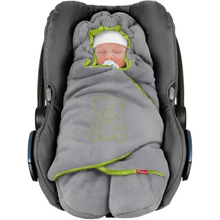ByBoom Einschlagdecke Babyschale Winter - Herbst - Frühling, 'Die Decke' seit 2009, Maxi Komfort - Cosi Bella, Velvet Dunkelgrau/Limette