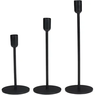 Arti Casa Kerzenständer Schwarz - Set mit 3 Kerzenhaltern - Kerzenständer Stabkerzen - Geeignet für Kerzen Ø2cm - Wohnkultur - Tischdekoration - Deko Schwarz Metall