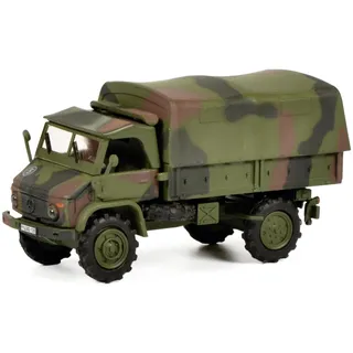 Schuco 1:87 Unimog S404 BW Pritsche/Plane - Hochwertiges Diecast Modell im Maßstab 1:87, Modellauto, 1:87, Militär, Sammlermodell, Diorama