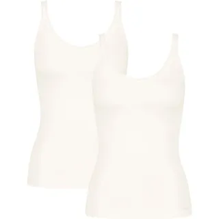Unterhemd SLOGGI "GO", Damen, Gr. S, N-Gr, weiß (silk weiß), Single Jersey, Obermaterial: 96% Polyamid, 4% Elasthan, unifarben, tiefer Rundhals, Unterhemden Unterhemd, zarte Spitze, Baumwollmischung, V-Ausschnitt