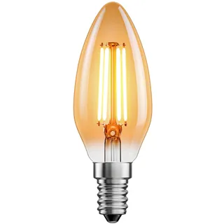 ledscom.de E14 LED Leuchtmittel, Kerze, extra warmweiß (2500 K), 4,1 W, 458lm, goldfarben