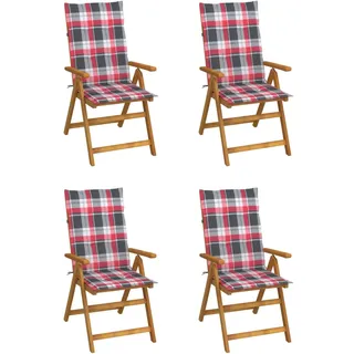 The Living Store Hochlehner Verstellbar 4 Stk. mit Auflagen Massivholz Akazie - Braun