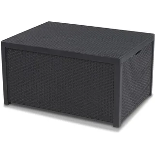 Allibert by Keter Gartentisch Arica, Graphit, mit Stauraum, Deckel abnehmbar, Kunststoff, Flache Rattanoptik, 79 x 59 x 42 cm