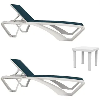 Resol Marina Club+andorra Sonnenliegen Und Tisch 2 Einheiten - White / Blue - One Size