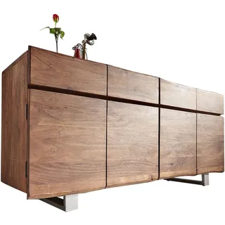 DeLife Live-Edge 172 cm Akazie Braun 4 Türen 4 Schübe, Sideboards, Baumkantenmöbel, Massivholzmöbel, Massivholz