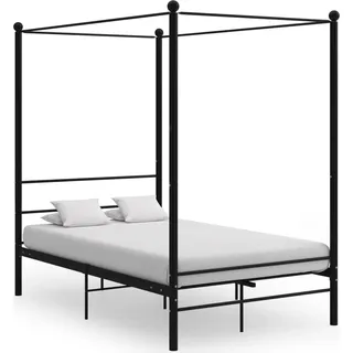 The Living Store Himmelbett Schwarz Metall 140x200 cm - Schwarz