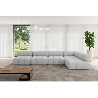 altdecor Ecksofa Samaro-L3 Bouclé 2-Sitzer Hellgrau