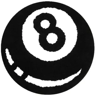 YQYCE 8 Ball Teppich, Rund 60 cm, Schwarzer Billardteppich, Weich und rutschfest, Ideal für Jugendzimmer und Spielzimmer, Modernes Design für Streetwear Deko