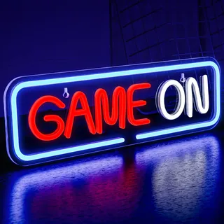 SIGNSHIP Game on Neon Schild Spiel Neon Sign für Wanddekoration USB Powered Cool Spiel Neonlicht Schriftzug Acryl Wand Dekor für Game Room,Gaming Zone,Spielzimmer Geschenk