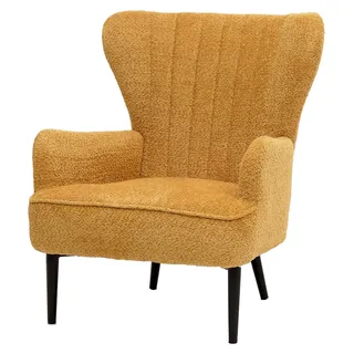 Lounge-Sessel, Cocktail-/Ohrensessel Polsterstuhl Retro Vintage Stoff Chenille (500g/m2)  - gelb