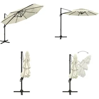 vidaXL Sonnenschirm mit Aluminium Mast 4 lagig Sandfarben 3x3 m - Sonnenschirm - Sonnenschirme - Garten-Sonnenschirm - Garten-Sonnenschirme - Beige