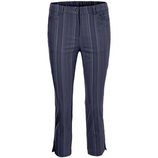 Caprihose GOLDNER "Kurzgröße Verkürzte Strukturhose in elastischer Ware", Damen, Gr. 27, K-Gr, blau (dunkelmarine), Obermaterial: 45% Elastomultiester ELE. 44% Baumwolle CO. 7% Viskose CV. 4% Polyester PES., normal, Hosen Caprihose, perfekter Sitz mit viel Komfort