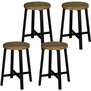 Esszimmerstühle 4er Set, Küchenstuhl, Esszimmerhocker, Küchenhocker, Hocker mit Metallbeinen im Industrial Design, Vintage-Holzmaserung Schwarz - Schwarz