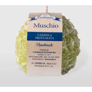 La Briantina Dekorative Duftkerze in Kugelform, Brenndauer 3,5 Stunden, Durchmesser 5,5 cm, Grün, Moschusduft