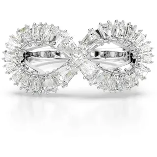 Swarovski Hyperbola Cocktailring, Weißer und Rhodinierter Damenring mit Unendlichkeitsmotiv und Brillanten Swarovski Kristallen