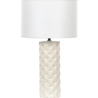 BELIANI Tischlampe Beige Keramik 49 cm Stoffschirm Weiß Trommelform Elegant Modern Nachttischlampe für Schlafzimmer Wohnzimmer - Beige, Weiß
