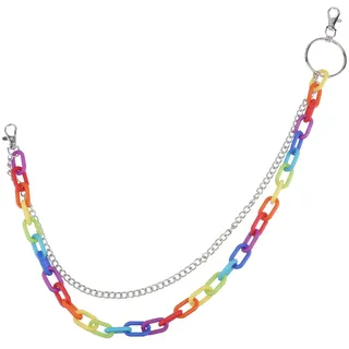 Amosfun Bunte Taillenkette Regenbogen Hosenkette Damen HüFtkette 23.6 Zoll Modisches KöRperschmuck Accessoire FüR Jeans Und Hosen
