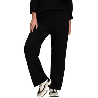 Ulla Popken Damen Strickhose, Weites Bein, Elastikbund, Formstabiler Feinstrick, Schwarz, 40W / 32L EU