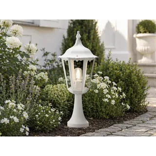 Antike LED Sockelleuchte Aluminium Weiß, Höhe 55cm, zur Garten Wegbeleuchtung