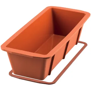 silikomart | SFT326 Silikon-Kuchenform PLUM CAKE, Antihaft, 1er Pack Kuchenform mit Safe Ring, 240 x 110 mm, h 65 mm, Volumen 1,5 l, Made in Italy, Terracotta