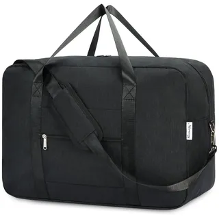 Narwey Handgepäck Tasche für Flugzeug Faltbare Reisetasche Damen Weekender Bag Sporttasche Damen Herren Handgepäck Koffer Groß 40L(Schwarz)