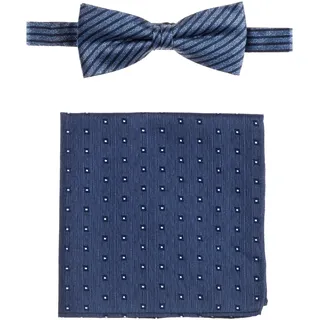 MONTI Fliege (Set, 2-tlg.) Reine Seide, Fliege mit farblich passendem Einstecktuch, blau