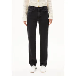 CARENAA MID WAIST STRAIGHT JEANS | recycelter Baumwoll Mix Comfort Stretch - schwarz (30-32)