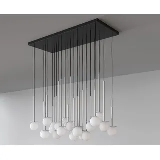 Einzigartige LED-Hängeleuchte Cotton Panel mit Opalglaskugel - Silber