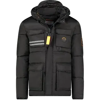 Geographical Norway Dolbary Men Parka, lang, warm, für Herren, Herbst, Winter, Mantel, wasserdicht, wasserabweisend, Kapuzenjacke, Pelz, Outdoor, Windjacke, für Herren (Schwarz, S), Schwarz, S