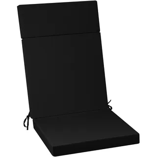 PRIMEPATIO Hochlehner Auflage 120x50x6 cm mit Abnehmbarem Bezug – Gartenstuhlauflage Wasserabweisend, 6 cm Polsterung & Befestigungsbänder – Outdoor Sitzkissen für Hochlehner, 1er Set Schwarz