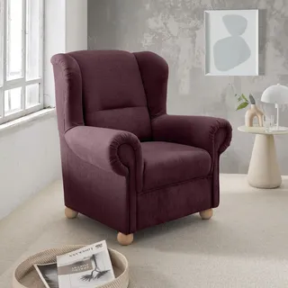 Ohrensessel HOME AFFAIRE "Torello Relaxsessel, toller Sitzkomfort, Breite 92cm, hohe Rückenlehne", braun (bordeaux), B:92cm H:102cm T:89cm, 100% Polyester, Sessel, Ohrensessel