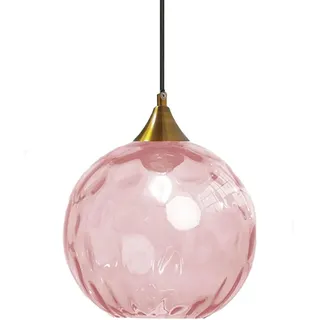 ZTTECH 200 mm Glaskugel-Pendelleuchte Bronze-Gold-Halterung mit Bernstein Glaskugel-Hängelampe E27 Vintage Innenbeleuchtung für Kücheninsel Esstisch Schlafzimmer Wohnzimmer (Rosa, 20cm)
