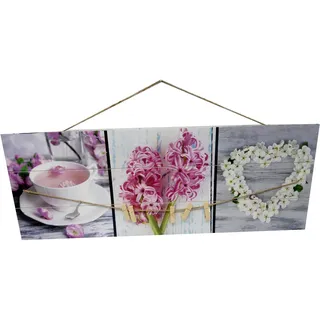 DRW Bilderrahmen mit Klammern im romantischen Stil mit Blumen, 30 x 80 cm