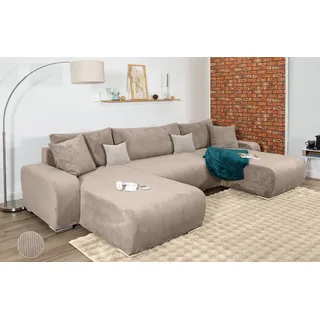 Collection AB Wohnlandschaft Polyester U-Form 3-Sitzer Taupe