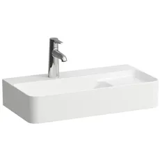 Laufen VAL Aufsatzwaschtisch COMPACT, 1 Hahnloch, mit Überlauf, 600x315mm, semi-trockener Bereich rechts, US geschl., H817285, Farbe: Weiß mit LCC Active