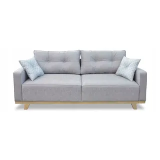 Schlafsofa Reda, Sofa mit Schlaffunktion und Bettkasten, Klappsofa, Schlafcouch 218 x 92 x 94 cm, Couch in Kunstleder, Farbe: Grau - Grau