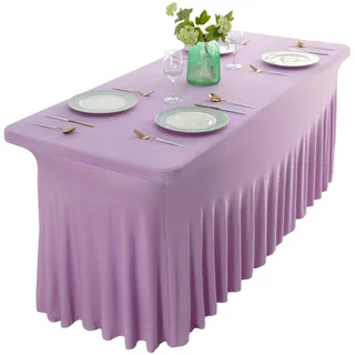 EBETA Elastisch Tischhussen Stretchhusse, Büffet Tischdecken Biertischhusse Bierzeltgarnitur Rock Husse für Hochzeit Event 183 * 76 * 76 cm (Lila)