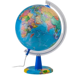 TOPGLOBE 26cm Leuchtglobus - Englische Karte - Schülerglobus Moderne Politische Weltkugel – pädagogische/geografische